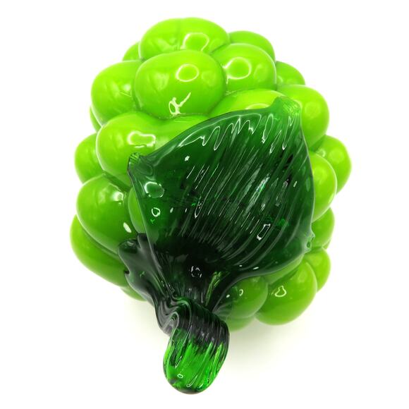 Vintage Green Glass Grape Cluster Hand Blown Art Glass Fruit Decor Murano Style - Picture 6 of 13